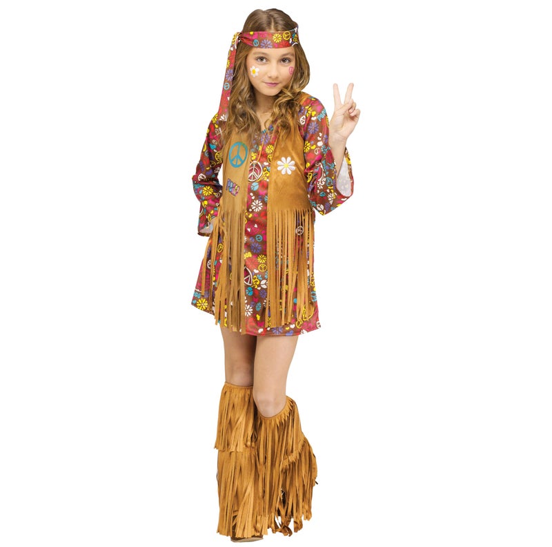 Fun World Girl's Peace & Love Hippie Child Costume, Medium - Image 1